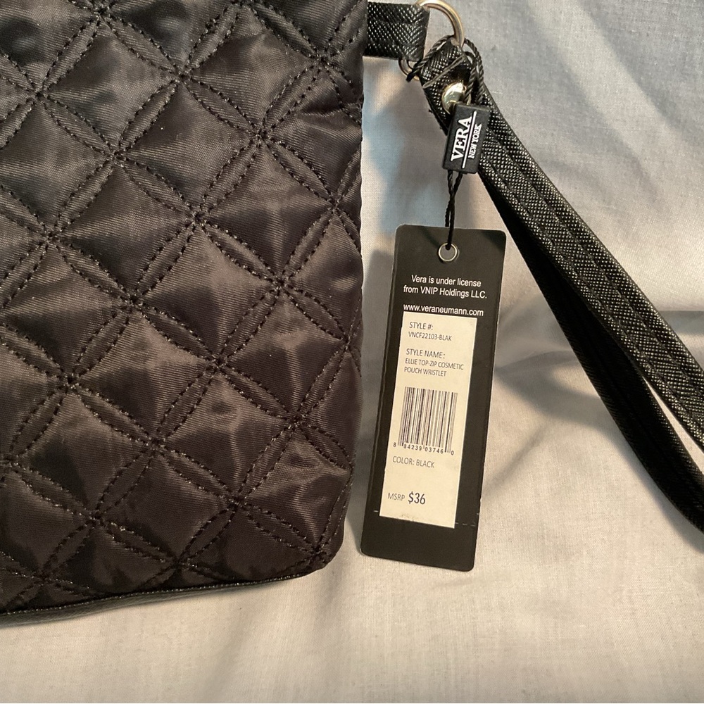 VERA NEW YORK Black Quilted Wristlet Cosmetic Bag. (#3).